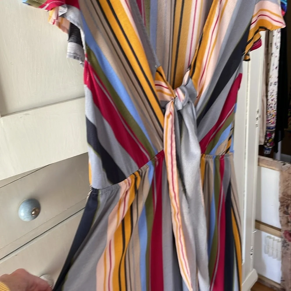 UMGEE Dress Asymmetrical  Multicolor boho Striped Hi Low maxi M